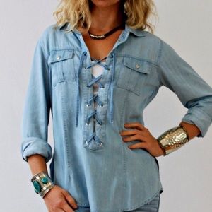 Tasha Polizzi Woodstock Chambray Light Denim Top